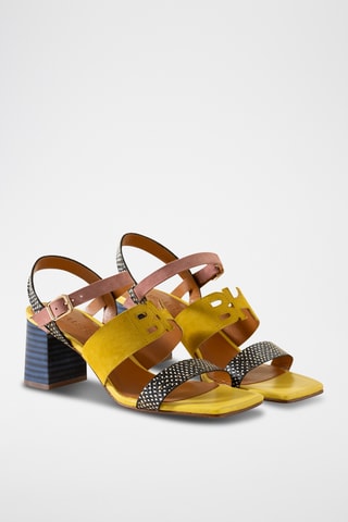 Sandales à talons en cuir - Moutarde