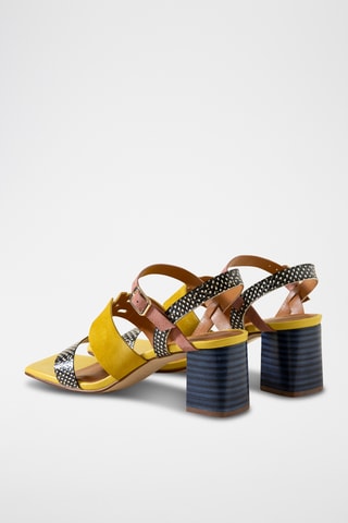 Sandales à talons en cuir - Moutarde