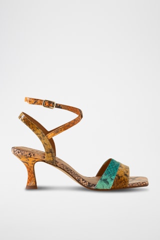 Sandales à talons en cuir - Moutarde