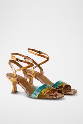 Sandales à talons en cuir - Moutarde