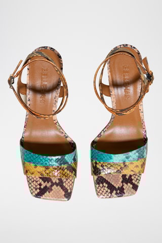 Sandales à talons en cuir - Moutarde
