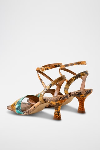 Sandales à talons en cuir - Moutarde