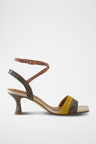 Spartiates à talons en cuir - Jaune