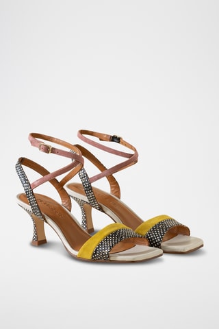 Spartiates à talons en cuir - Jaune