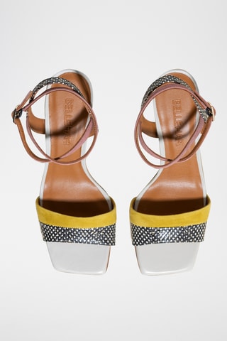 Spartiates à talons en cuir - Jaune