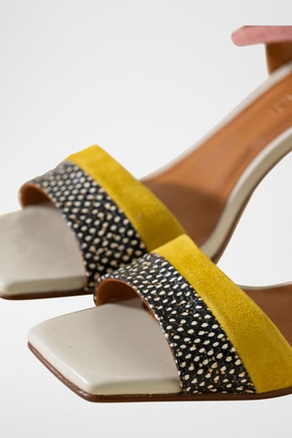 Spartiates à talons en cuir - Jaune