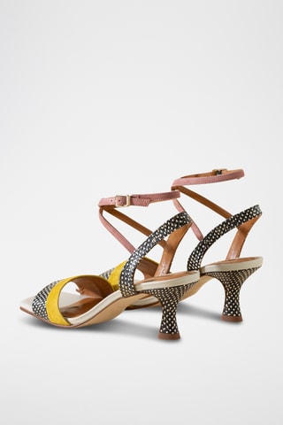 Spartiates à talons en cuir - Jaune