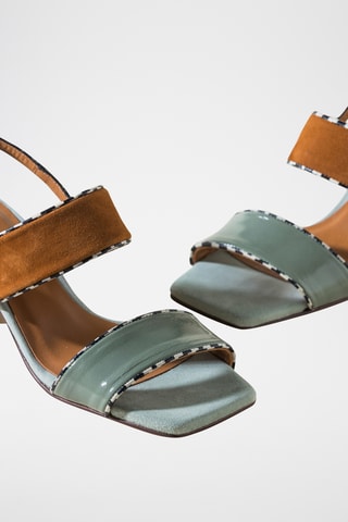 Sandales à talons en cuir - Orange