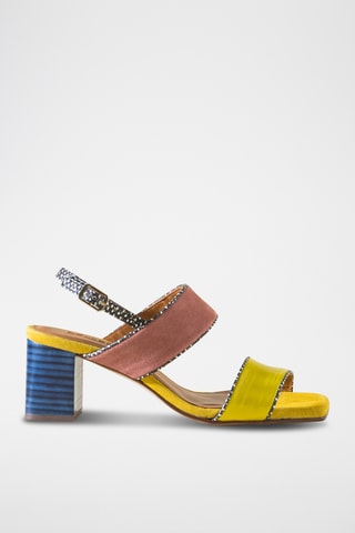 Sandales à talons en cuir - Jaune 