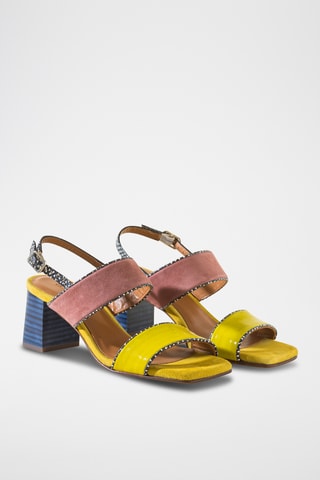 Sandales à talons en cuir - Jaune 