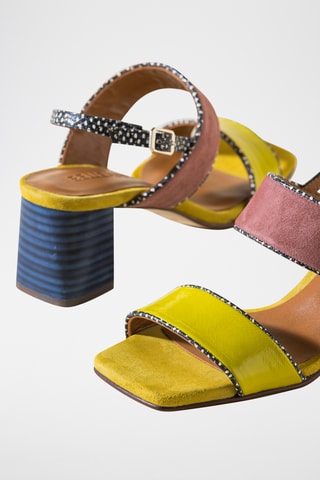 Sandales à talons en cuir - Jaune 