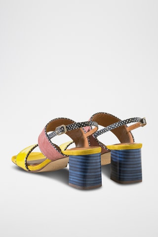 Sandales à talons en cuir - Jaune 