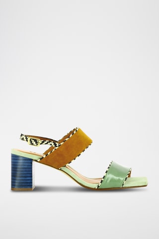 Sandales à talons en cuir - Vert