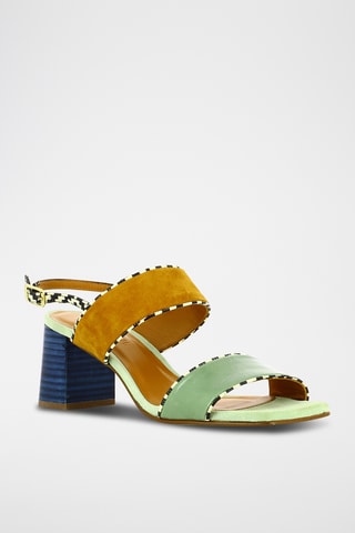 Sandales à talons en cuir - Vert