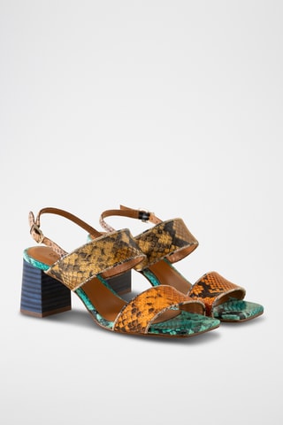 Sandales à talons en cuir - Multicolore 