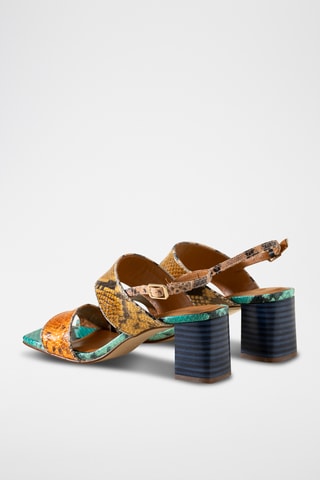 Sandales à talons en cuir - Multicolore 