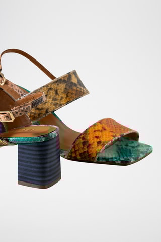 Sandales à talons en cuir - Multicolore 