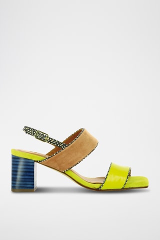 Sandales à talons en cuir - Jaune