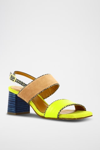 Sandales à talons en cuir - Jaune