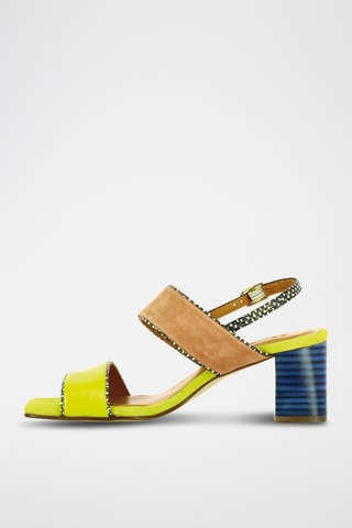 Sandales à talons en cuir - Jaune