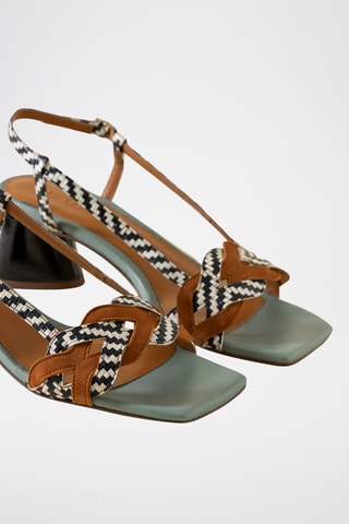 Sandales à talons en cuir - Marron
