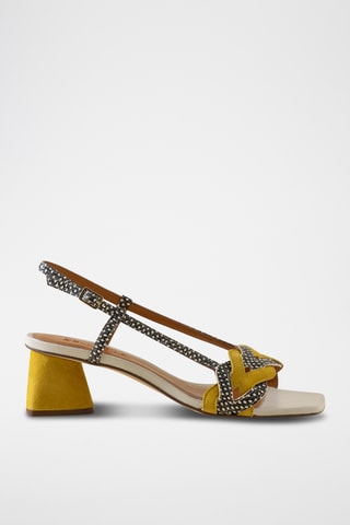 Sandales à talons en cuir - Jaune