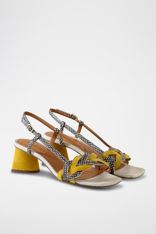 Sandales à talons en cuir - Jaune