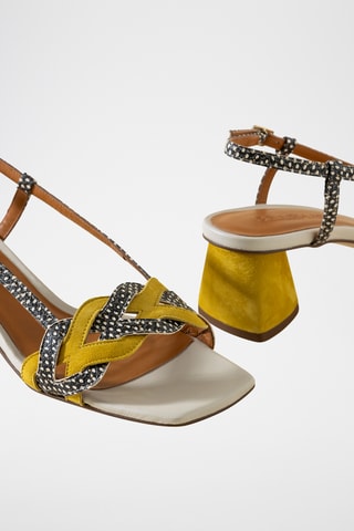 Sandales à talons en cuir - Jaune