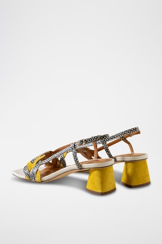Sandales à talons en cuir - Jaune