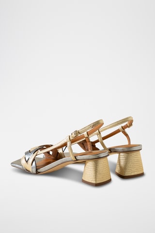 Sandales à talons en cuir - Argenté
