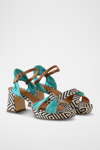 Sandales à talons en ciur - Turquoise