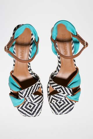 Sandales à talons en ciur - Turquoise