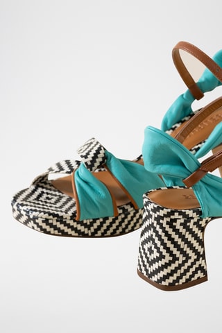 Sandales à talons en ciur - Turquoise