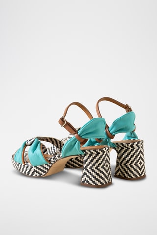 Sandales à talons en ciur - Turquoise