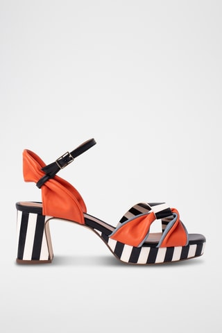 Sandales à talons en cuir - Orange