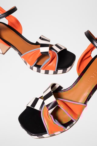 Sandales à talons en cuir - Orange