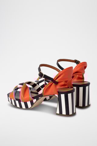 Sandales à talons en cuir - Orange