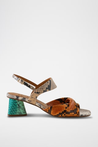 Sandales à talons en cuir - Orange