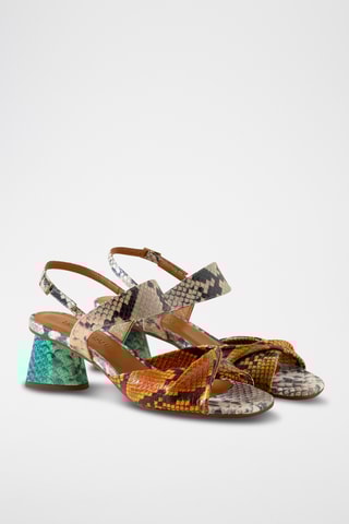 Sandales à talons en cuir - Orange