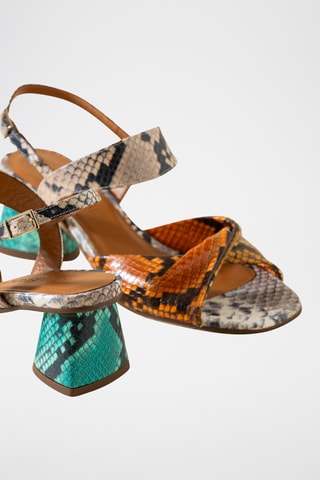 Sandales à talons en cuir - Orange