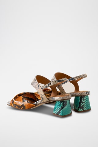 Sandales à talons en cuir - Orange