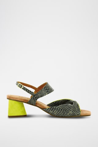 Sandales à talons en cuir - Ecru
