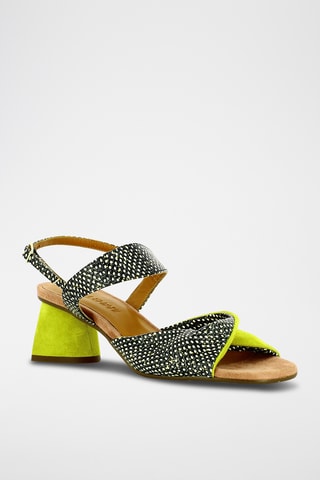 Sandales à talons en cuir - Ecru