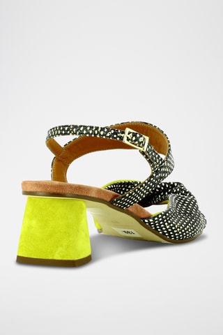 Sandales à talons en cuir - Ecru