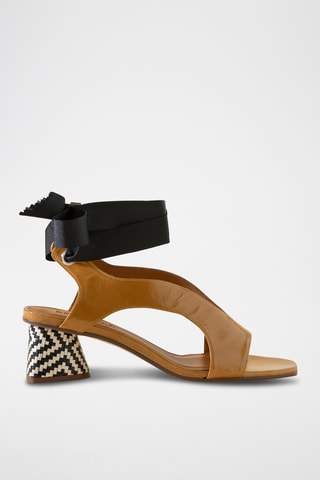 Sandales à talons en cuir - Camel