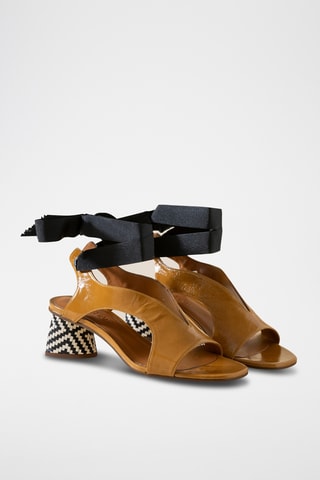Sandales à talons en cuir - Camel