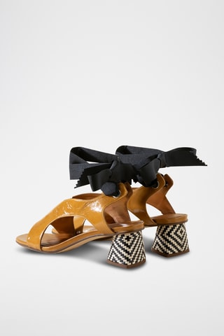 Sandales à talons en cuir - Camel