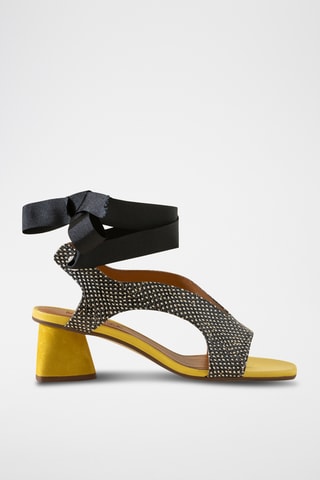 Sandales à talons en cuir - Ecru