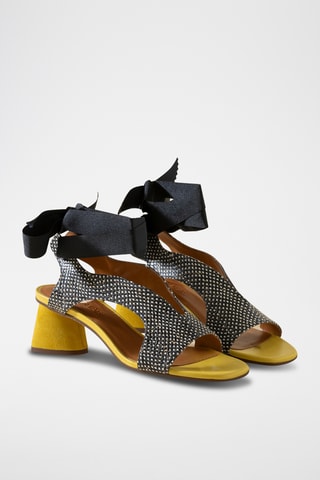 Sandales à talons en cuir - Ecru