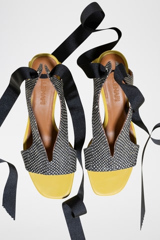 Sandales à talons en cuir - Ecru